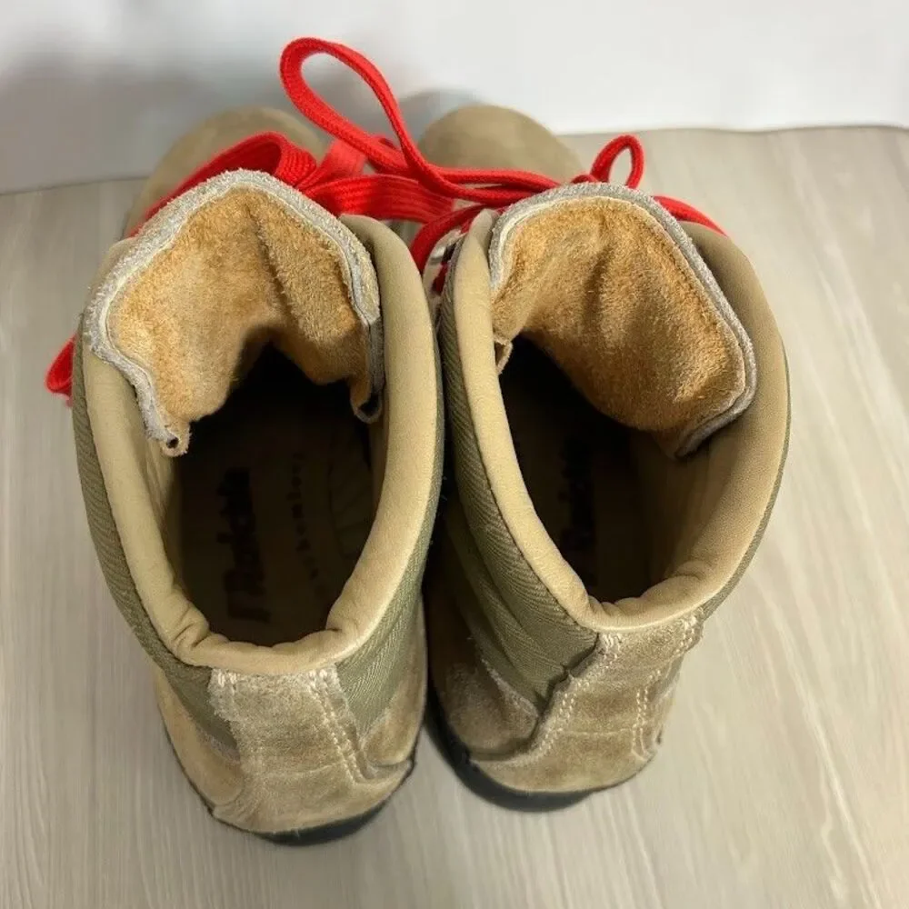 VTG Raichle Hiking Boots Womens 8.5 Suede Leather Red Laces Switzerland